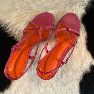 Ralph Lauren pink leather strap sandals